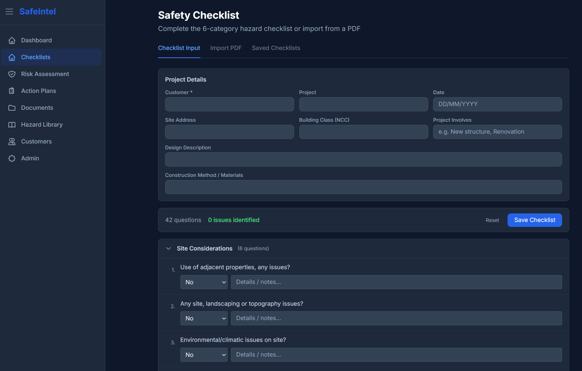 Safety Checklist